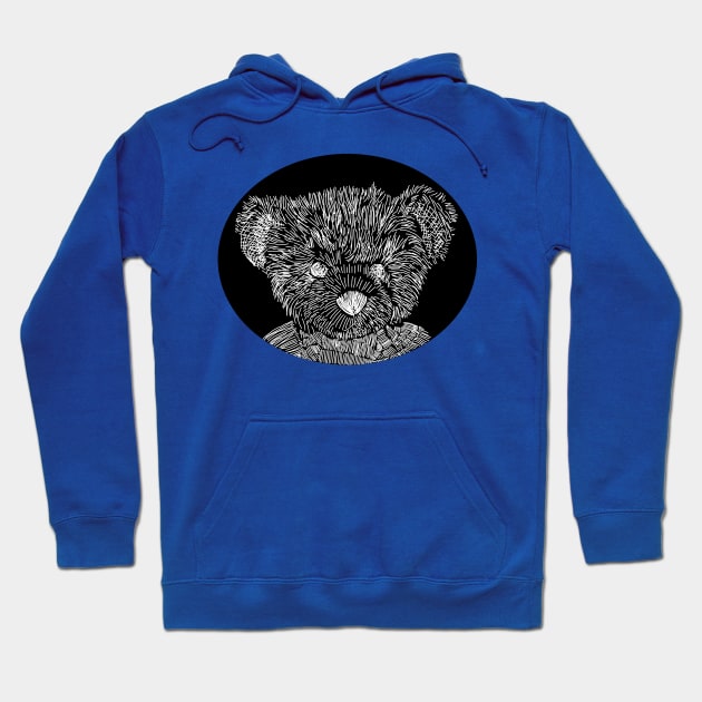 Artsy Negative Teddy Bear Sketch Hoodie by ellenhenryart